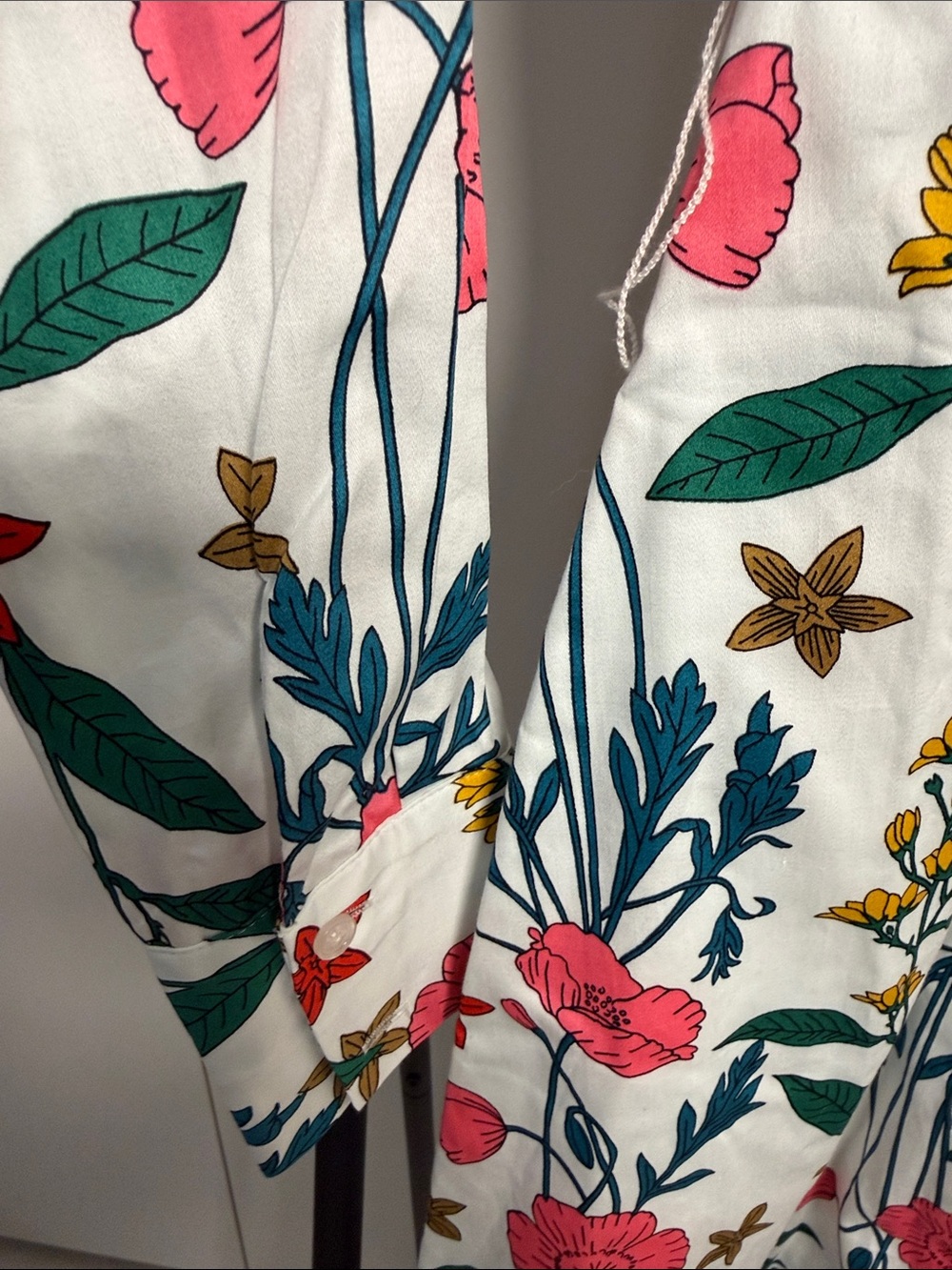 NWT - Boden Floral Button-Front Shirt Dress in White with Pink & Green Print - Picture 4 of 8